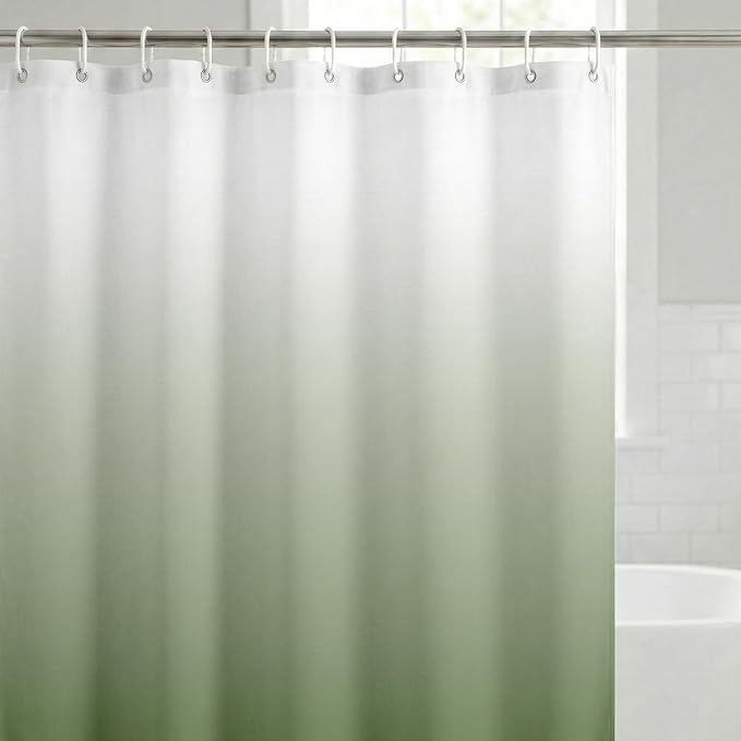 Americanflat 71x74 Sage Green Ombre Shower Curtain - Water-Resistant Long Shower Curtain with Durable Grommets and 12 Hooks - 100% Polyester