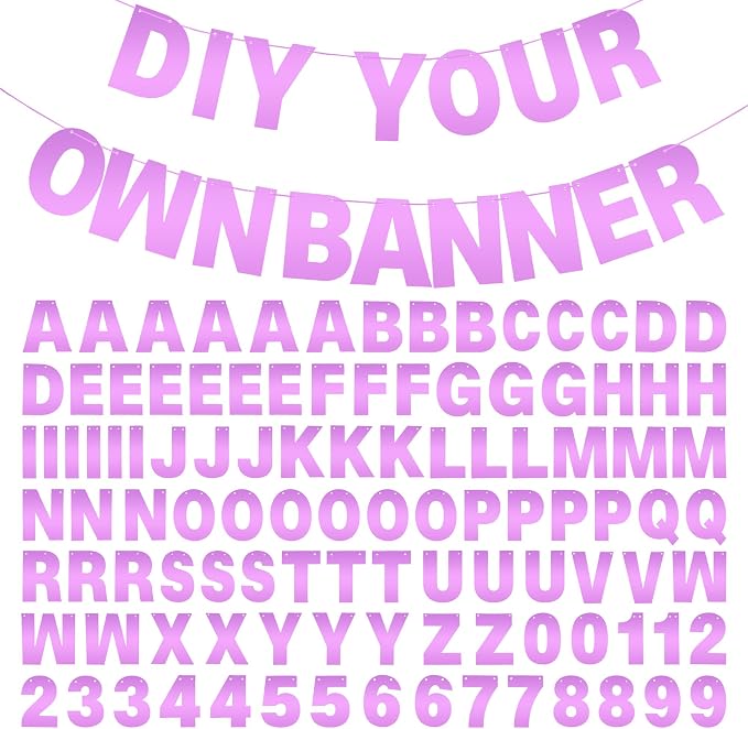 DIY Banner Kit with Letters Bright Pink Customizable Birthday Banners Graduation Banner Custom Party Hanging Banners for Graduation Wedding Party Baby Shower Decoration (Bright Pink)
