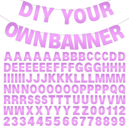DIY Banner Kit with Letters Bright Pink Customizable Birthday Banners Graduation Banner Custom Party Hanging Banners for Graduation Wedding Party Baby Shower Decoration (Bright Pink)