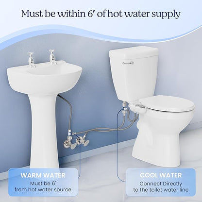 CLEAR REAR Bidet Attachment for Toilet Seat -Non-Electric with Self Cleaning Nozzles, Leak Proof Connectors, Adjustable Water Spray, Rear & Feminine Wash - Toilet Bidet Upgrades (Cold & Warm Water)