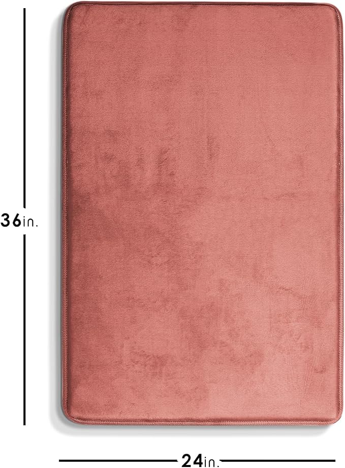Clara Clark Bathroom Rugs, Velvet Memory Foam Bath Mat, Non-Slip Bath Rugs, Machine Wash, Dries Quickly, Ultra Soft Plush Bath Mats for Bathroom, 24 x 36, Misty Rose