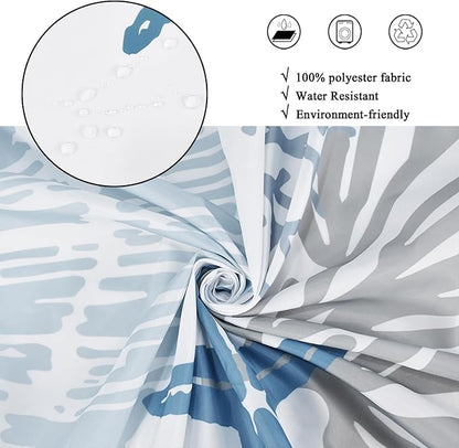 Nautical Coastal Shower Curtain, Blue Ocean Beach Seashell Starfish Themed Bathroom Curtain Waterproof Fabric Machine Washable with Hooks, 48" Wx72 L