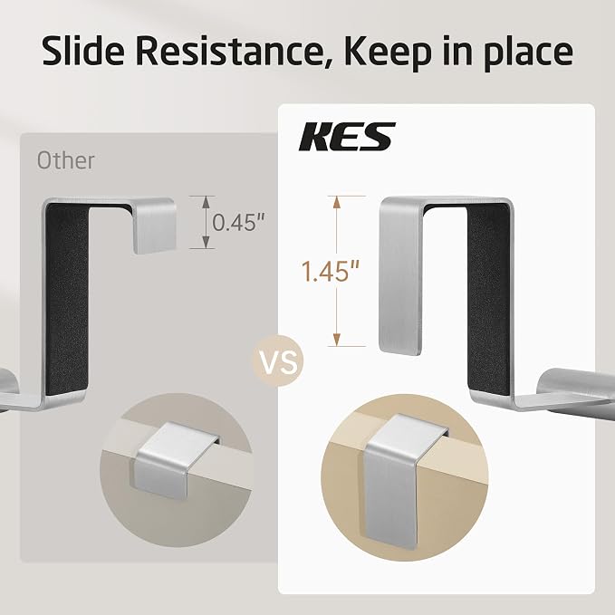 KES Over The Cabinet Door Towel Rack, Kitchen Towel Holder, 2 Pack | Anti-Wobble Stable Fit, Fit Doors Under 1" Thick, SUS304 Stainless Steel Bars for Dish Hand Towels, Brushed Finish