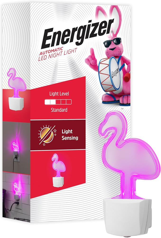 Energizer Flamingo Night Light, Neon, Auto On/Off, Pink | Night Light for Kids Room, Bedroom, and Nursery, Girls Room Décor, Gift for Girl, UL Certified