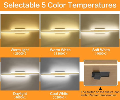 PRESDE 40 Inch LED Vanity Light Brushed Gold Bathroom Light Fixtures Over Mirror Modern Bath Lighting Bar 5CCT