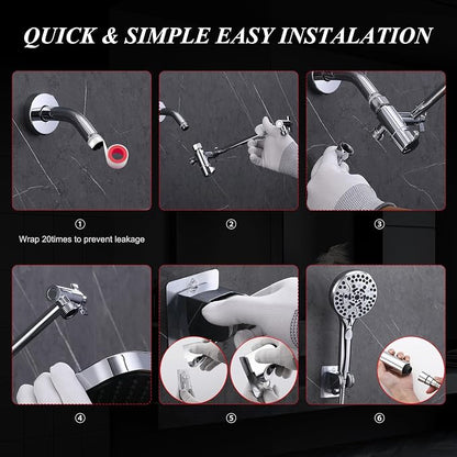 Rainfall Shower Head with Handheld, 14 Inch Rain Shower Head Combo,High Pressure Fixed Showerhead and 10 Spray Settings Handheld Shower Heads,Bathroom Accessories,Chrome