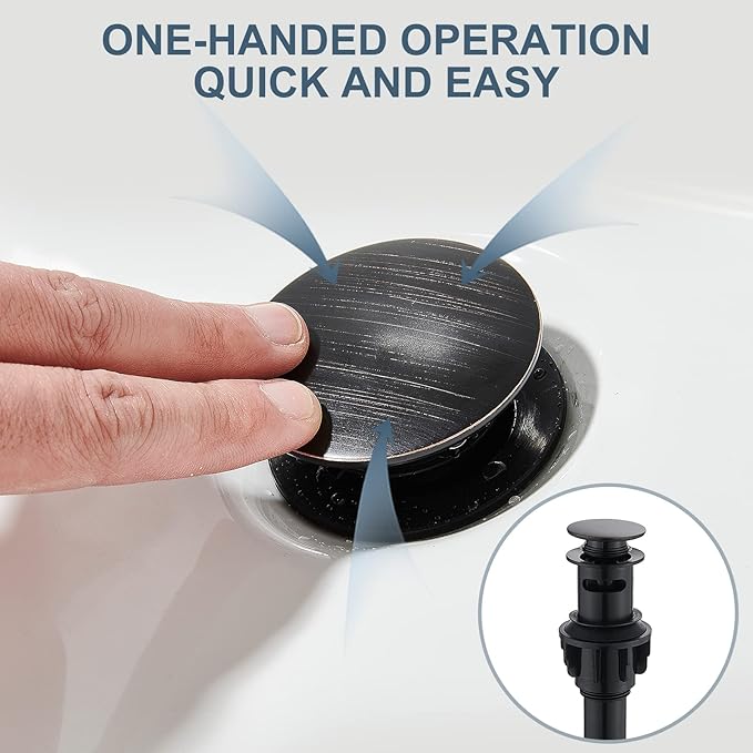 Oil Rubbed Bronze Bathroom Faucet, Sanliv Single Handle Centerset Bathroom Sink Faucet with Pop-Up Drain & Deck Plate for 1 or 3-Hole (4 inch) Installation, Bronze Vanity Faucet, ORB