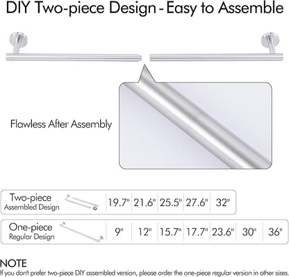 KES Bathroom Towel Bar 25.2 Inches Bath Towel Rack for Bathroom Towel Holder SUS304 Stainless Steel Brushed Finish, Total Length 27.6 Inch, A2000S70B-2