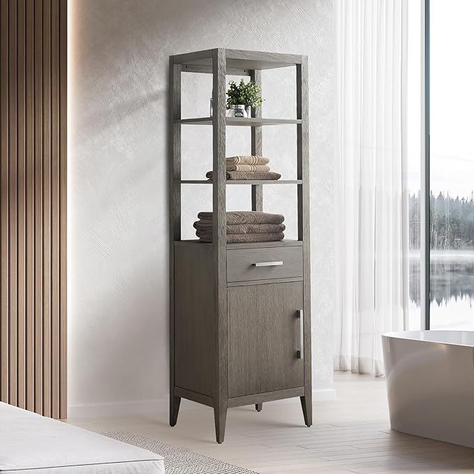 Vanity Art 21" Bathroom Vanity with Storage Cabinet & Shelves, Storage Cabinet with Soft-Closing Doors, VA90-LC-DG-GB1