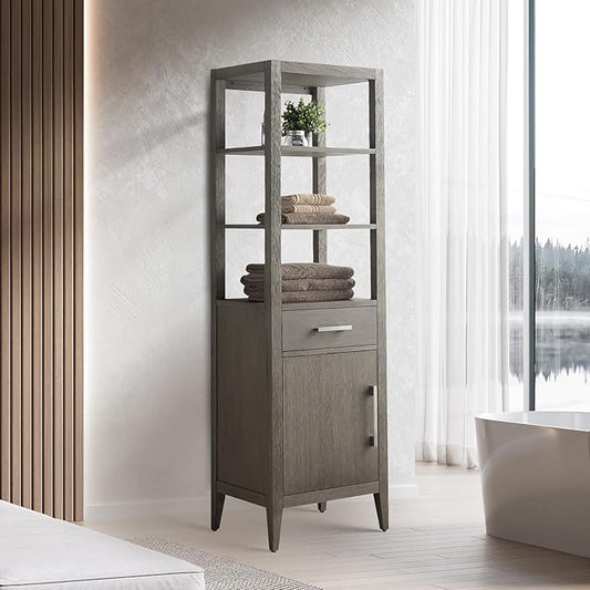 Vanity Art 21" Bathroom Vanity with Storage Cabinet & Shelves, Storage Cabinet with Soft-Closing Doors, VA90-LC-DG-GB1