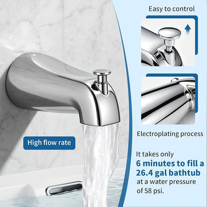 Tub Shower Faucet Set Valve Included with 6-Inch Rain Shower Head and Tub Spout Single-Handle Tub and Shower Trim Kit Chrome for Bathroom Remodels — Regaderas Para Baño Con Tina Modernas