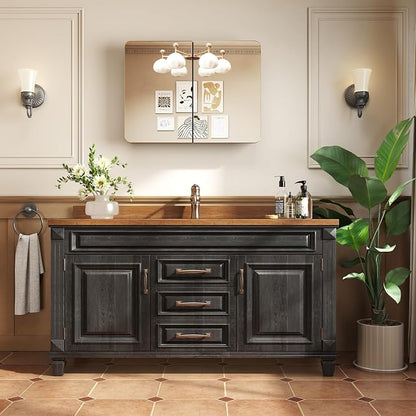 32x24 in Brushed Gold Double Door Medicine Cabinet with Mirror | Fully Assembled; Recessed or Surface Wall Mount; Metal Cabinet with Tempered Glass Mirror and Two Adjustable Glass Shelves