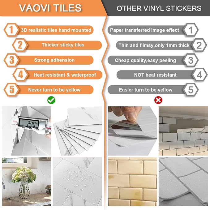 VAOVI Matte Peel and Stick Tiles Bathroom Wall(23pcs,Calaeatta)