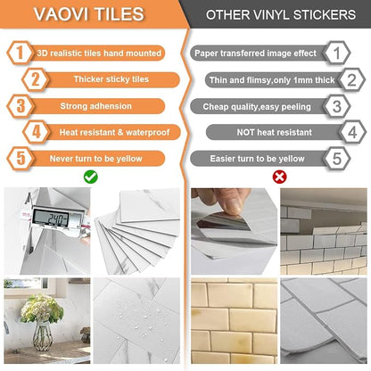 VAOVI Matte Peel and Stick Tiles Bathroom Wall(23pcs,Calaeatta)