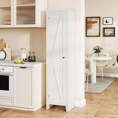 GIANTEX 72-Inches Narrow Storage Cabinet, Tall Bathroom Floor Cabinet with 4 Shelves, Barn Door, Anti-tilt Device, Raised Feet, Slim Storage Unit for Small Spaces, Living Room, Home Office, Kitchen