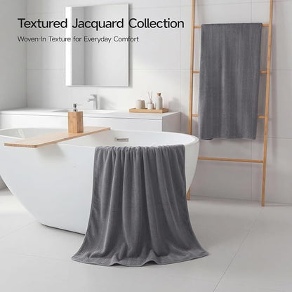 ecolook Microfiber Bath Towels Set of 2, 31 x 63 Inch Extra Large Bath Towel Set, Super Soft & Highly Absorbent, Quick Dry Lightweight Towels for Bathroom, Gym, Spa, Pool & Travel, Dark Gray