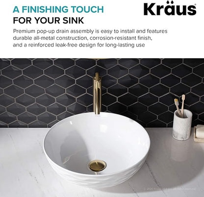 KRAUS Pop-Up Drain, Fits Sinks with 1.75 in. Drain Opening, Brushed Gold,PU-10BG