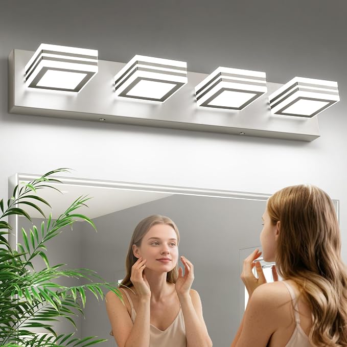 SOLFART Bathroom Vanity Light Over Mirror - 4 Light Led Vanity Light Fixture 26inch Matt Lights for Medicine Cabinet