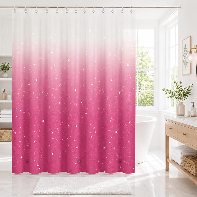 TIKABC Shower Curtain Liner, 4G PEVA Shower Liner, Plastic Peva Waterproof Shower Curtains, 72x72 inch with Grommet Holes 3 Magnetic Weights