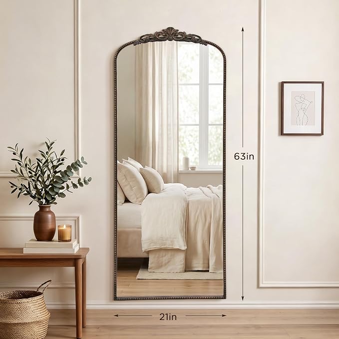 Micasso Bronze Full Length Mirror: 26''x63'' Large Vintage Floor Mirror | Baroque Long Body Mirror - Traditional Ornate Antique for Cloakroom/Dressing Room/Bedroom/Entryway - Ideal for Living Room