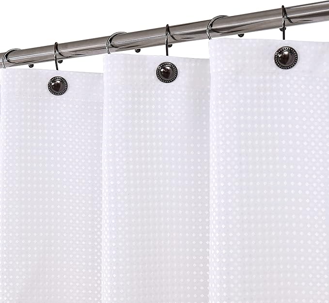 WEST LAKE Pink Waffle Shower Curtain Ombre Decorative Water Resistant No Hook Shower Curtain for Bathroom Hotel Spa with Grommet Machine Washable,Gradient White to Blush 70" Wx72 L