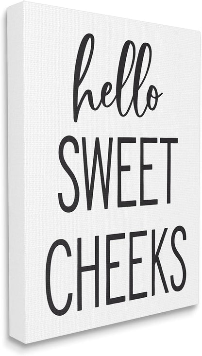 Stupell Industries Hello Sweet Cheeks Silly Bathroom Washroom Humor, Design by Lettered and Lined, 16 x 20, Gallery Wrapped Canvas | Stupell Industries | 16 x 20 Inches, Easy to Hang and Sturdy, Made in USA, by Lettered and Lined