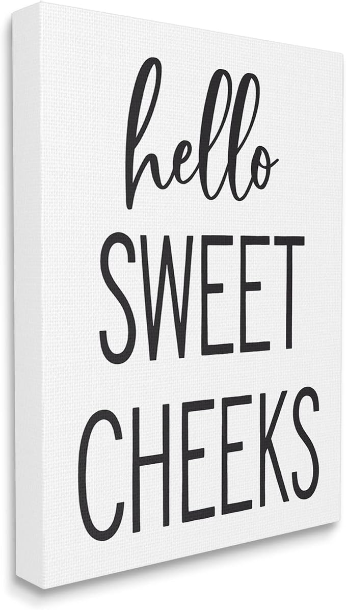 Stupell Industries 'Hello Sweet Cheeks Silly Bathroom Washroom'| Canvas Art | Stupell Industries | 30 x 40 Inches, Easy to Hang and Sturdy, Made in USA, by Lettered and Lined