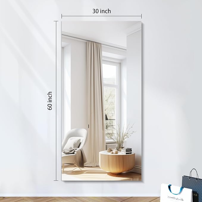 KOCUUY Large Frameless Mirror, 60x30 Inch Rectangle Bathroom Vanity Mirror for Over Sink, Upgraded Shatterproof Unframed Design for Bedroom, Living Room, Entryway