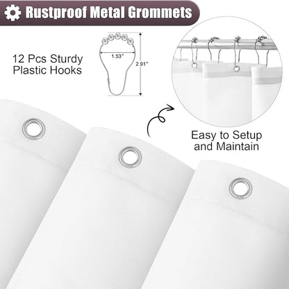 OLANLY Luxury Burgundy and White Ombre Shower Curtain Sets with 12 Hooks, Waterproof and Washable Decorative Shower Curtains for Bathroom, 72x72 Inches