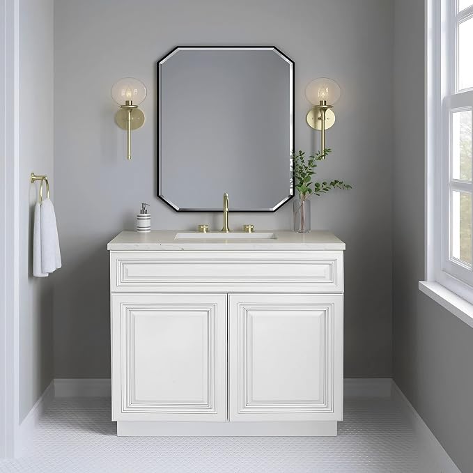 36" Antique White Bathroom Vanity Base – Ready-to-Assemble Sink Cabinet, Freestanding Bathroom Vanity Base Only, No Top or Sink
