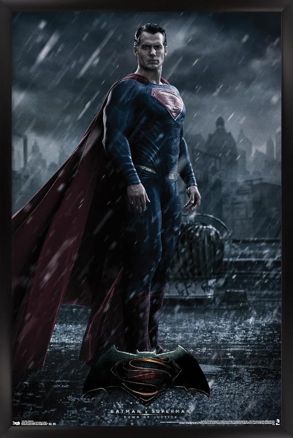 Trends International DC Comics Movie - Batman v Superman - Superman Wall Poster, 22.375" x 34", Black Framed Version