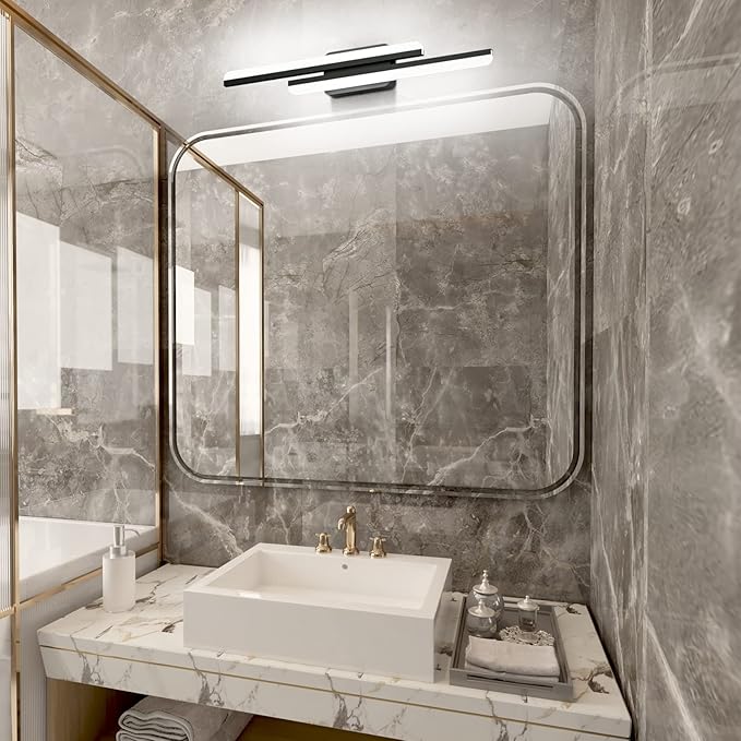 Ralbay 32" Black Bathroom Vanity Lights 36W Frosted Aluminum Modern LED Matte Black Vanity Light for Bathroom Lighting Fixtures White Light 6000K Black 32 inch