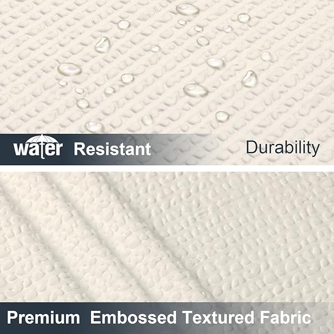 OWENIE Cream Shower Curtain for Bathroom 96 Inches Extra Long, Elegant 3D Embossed Textured Fabric Shower Curtains, Water Repellent, Machine Washable, Hotel Style, 72" W x 96" L, Cream
