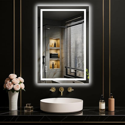 LOAAO 20"X30" LED Bathroom Mirror with Lights, UL Listed | Anti-Fog, Dimmable, 3 Color Temperature, Backlit + Front Lit, Memory Function, Tempered Glass