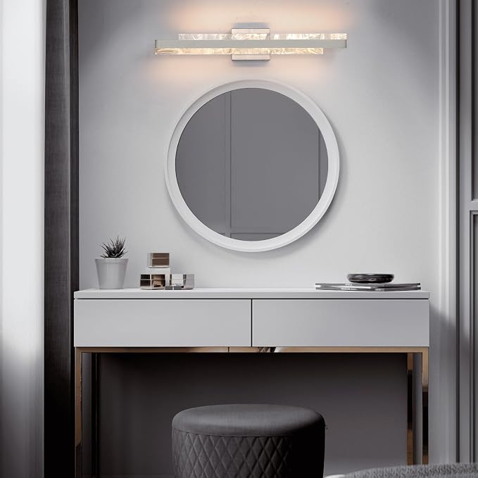Modern Bathroom Vanity Light: Brushed Nickel 27 inch 28W Dimmable LED Bath Bar Light Fixtures Over Mirror - Wall Sconce Picture Lights for Powder Room Bedroom 3000k