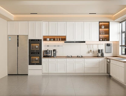 Kisart Laundry Room Cabinets Wall Mounted with Doors & Shelves, Solid Wood RTA Medicine Storage Cabinet, 24Wx30Hx12D Inch White Shaker Hanging Cupboard, Space-Saving for Kitchen, Bathroom, Garage