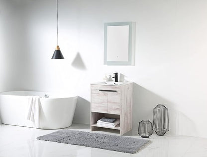 Phoenix 24 Inch Bathroom Vanity with Sink – Modern Design, Soft-Close Doors, Storage Drawers, Durable Build – Rustic White for Small Bathrooms (Full Assembly Required)