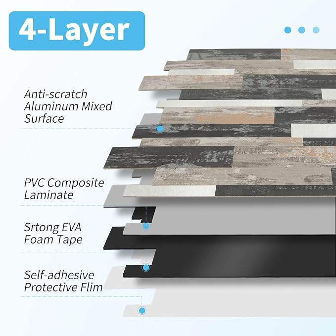 Art3d Faux Stone Peel & Stick Backsplash Tile, 10 pcs, Distressed Wood | PVC, Multi-Style Decor Sheets, Waterproof, Traceless Peel, No Wall Damage, Ideal for Kitchen