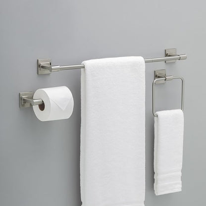 Delta Faucet McLaren 3-Piece Bathroom Set, SpotShield Brushed Nickel, 18"/24" Towel Rack, Toilet Paper Holder, Ring MCL63-BN