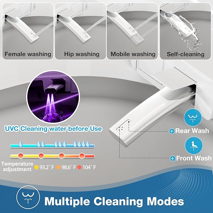 Smart Bidet Toilet, One Piece Elongated Heated Toilet with Auto Open Close,Auto Flush,Foot Sensor,Warm Water Wash,Air Dryer,Self-Cleaning Nozzle,ADA Compliant Height, Tankless Modern Bathroom Toilet