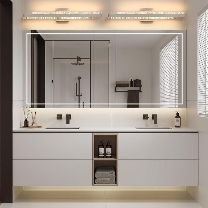 Modern Bathroom Vanity Light: Brushed Nickel 32 inch 28W Dimmable LED Bath Bar Light Fixtures Over Mirror - Wall Sconce Picture Lights for Powder Room Bedroom 3000k