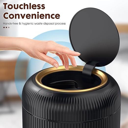 Procade Touchless Trash Can Bathroom,Small Motion Sensor Trashcan with lid | 3 Gallon Automatic Garbage Can,Smart Gold and Black Trash Bin,Auto WasteBasket for Bedroom,Office,Dorm,Toilet, rv, Kitchen