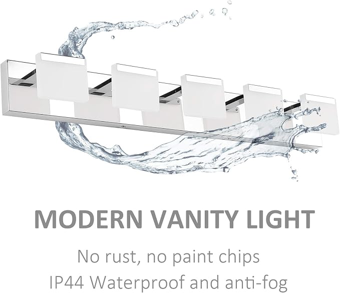 Ralbay LED Modern Bathroom Vanity Lights 5 Lights Acrylic Stainless Steel Bathroom Wall Light Fixture
