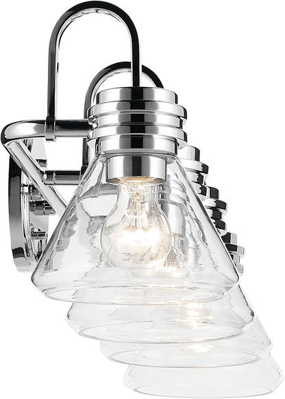 Kichler Farum 34" 4-Light Vanity Light with Clear Glass in Chrome for Single or Double Vanity, Over a Mirror, Powder Room, Bathroom, (34" W x 9.5" H), 55156CHCLR