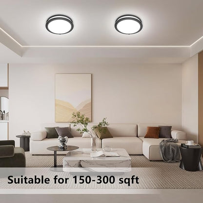 12inch LED Flush Mount Ceiling Light Fixture Dimmable Matte Black, Easy Install LED Ceiling Lamp Fixture Without Flicker, Super Bright 36W 3600LM 5CCT Warm to White Light 3000K to 6000K 4-Pack