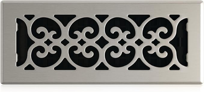 Decor Grates SPH412-NKL Floor Register, 4x12, Brushed Nickel Finish
