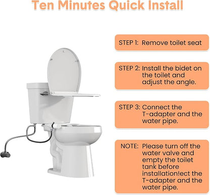 Bidet Attachment for Toilet Seat Water Pressure, Hygienic Bidets Attachment for Existing Toilets - Adjustable Fresh Water Pressure Dual Nozzle (Frontal & Rear Wash) Easy to Install,