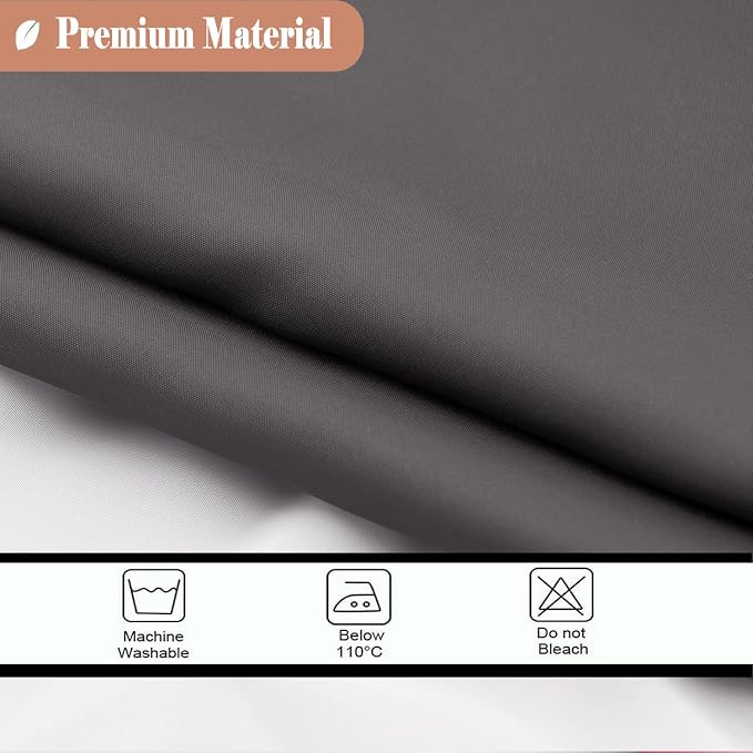 UFRIDAY Dark Gray Shower Curtain with White Mesh Top Window, Heavy Duty Fabric Bathroom Curtain Set with Weighted Bottom Hem, Water Repellency and Easy Care, 72x84 Inches, Extra Long