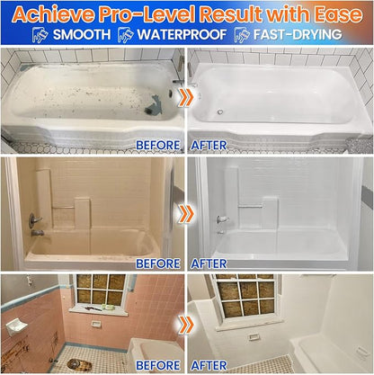 Specialty Tub and Tile Paint, Water-based Tub and Tile Refinishing Kit | With Tools, Quick-Dry Tub Paint for Bathtub, Sinks, No Odor Shower Paint, Bathroom Tile Paint, User-friendly, Pure White