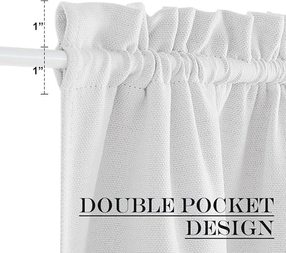 NICETOWN Faux Linen Door Curtains 72 inche Long, French Door Shades for Glass Thermal Insulated Window Covering for Kitchen Bathroom, 30 inches Wide, Greyish White, 1 Panel